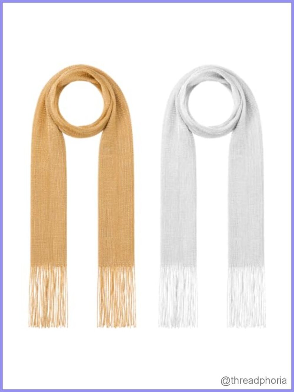 2pc Sequin Tassel Scarves for Women Long Skinny Scarf Shimmer Knit Gift